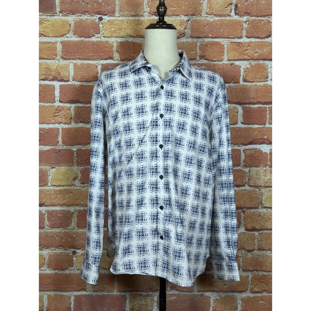 Robert Graham Mens 3XL Long Sleeve Button Down Shirt Blue XXXL 100% Cotton